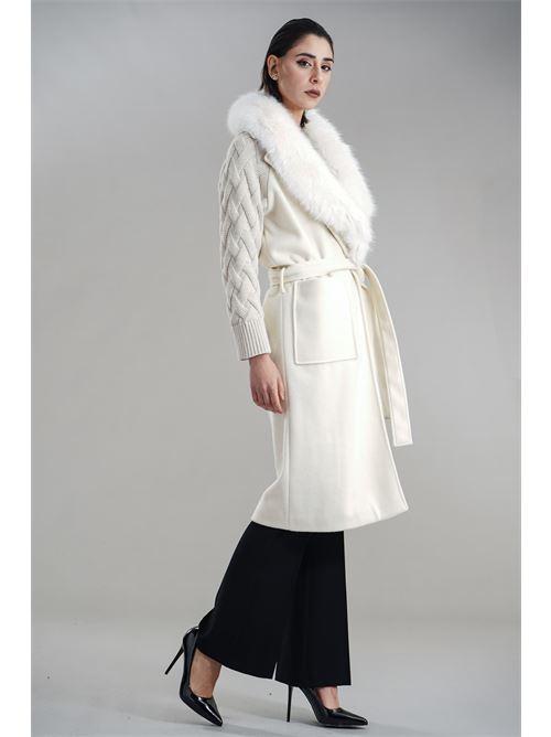 Cappotto con ecopelliccia Love To Love by Gai Mattiolo | LV2153PANNA